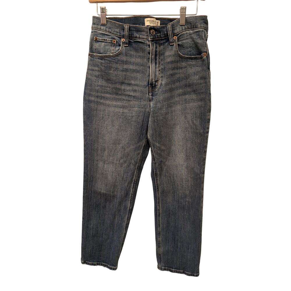 Abercrombie & Fitch The Ankle Straight Ultra High Rise Jeans Tapered‎ Denim